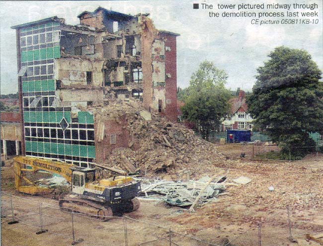 The Tower part way through demolition   